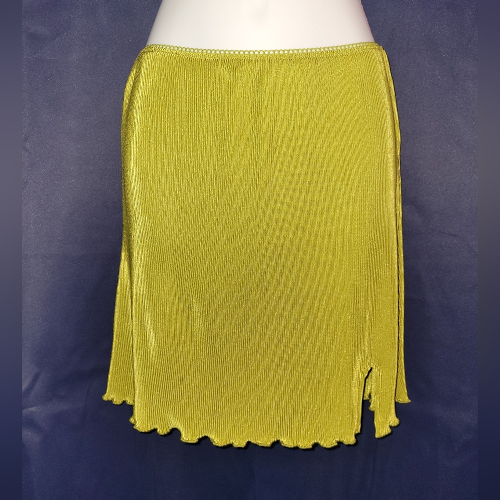 Wild Fable Small Green Apple A-Line Ribbed Leg Slit Skirt
